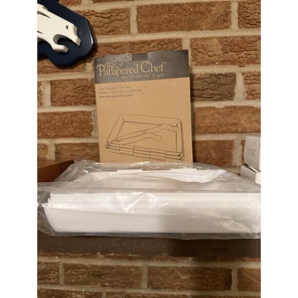 Pampered Chef Coating Trays And Tools, 3 Trays and 1 Tong A6- NIB - Picture 1 of 2